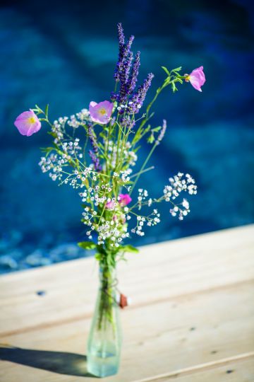 While the pool's setting is simple, verging on sparse, this small bunch of flowers from the neighbouring fields is just the touch of charm needed to give the scene a mellower feel.