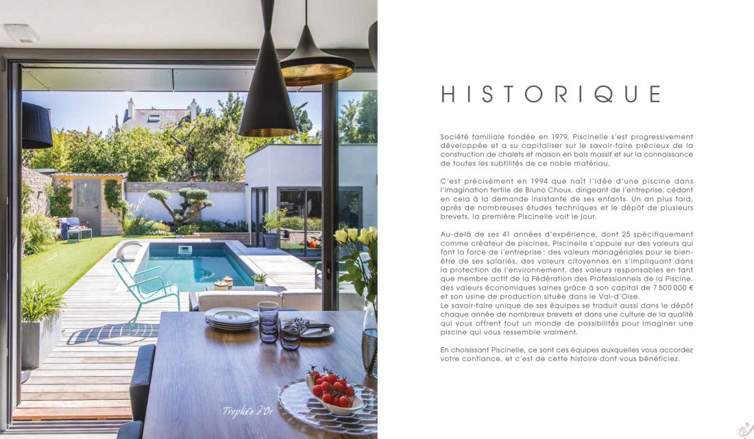 Double page d'ouverture du catalogue Piscinelle 2021