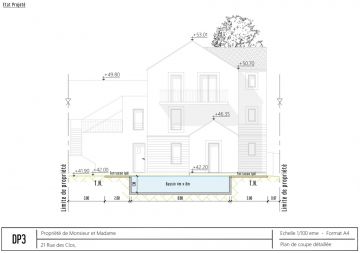 Exemple de projection 2D pour le dossier de déclaration préalable de travaux en mairie.