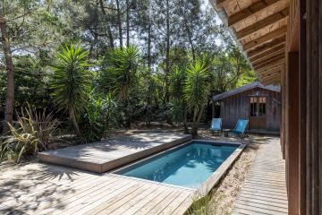 Piscine sans autorisation Cap Ferret avec Rolling-Deck et yuccas - Piscinelle design
