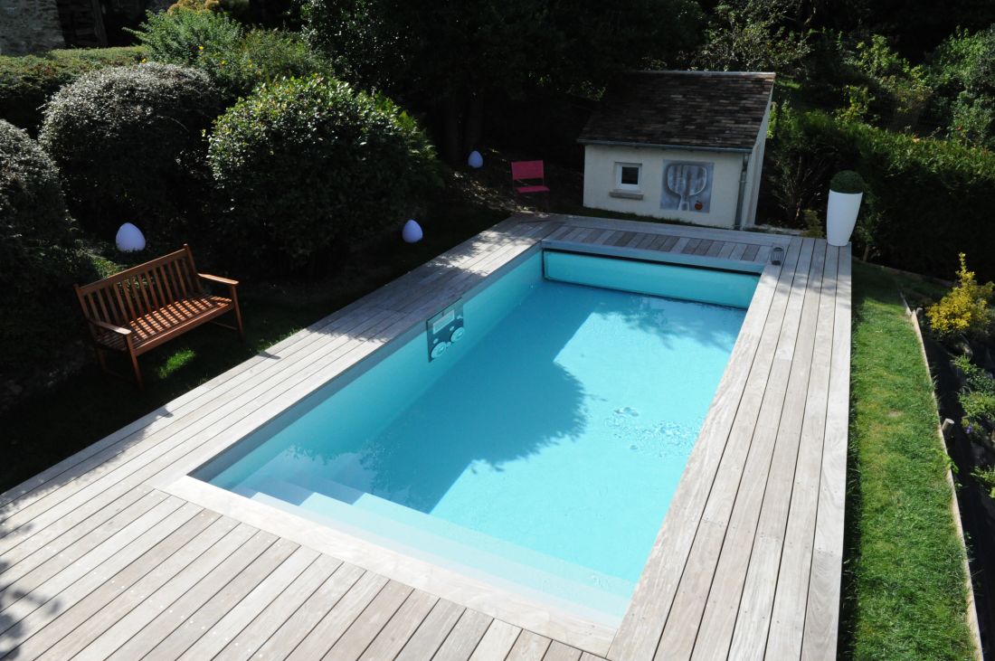 Margelle de piscine ipé design plus piscinelle