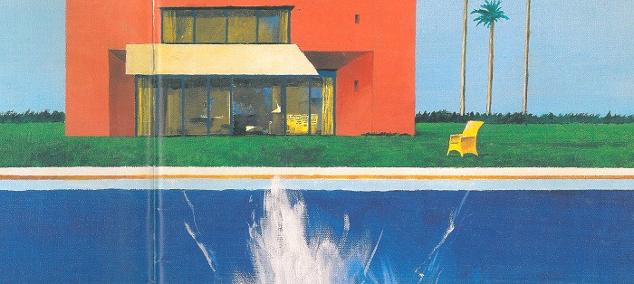 Couverture du catalogue Piscinelle en 2003 inspirée de l'œuvre du peintre David Hockney.