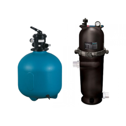 Sand or cartridge filters for swimming pools