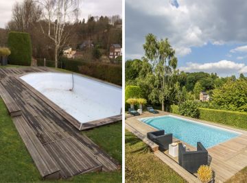 Before and after - an example of a pool renovation by Piscinelle.