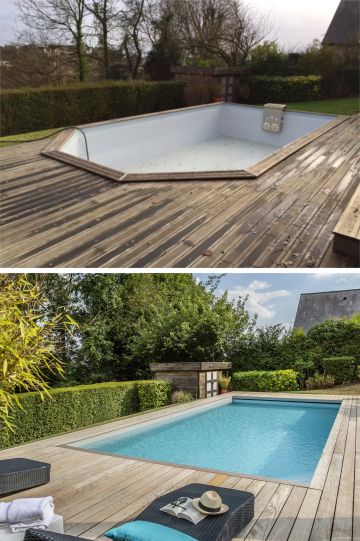 Before and after - a pool renovation by Piscinelle.