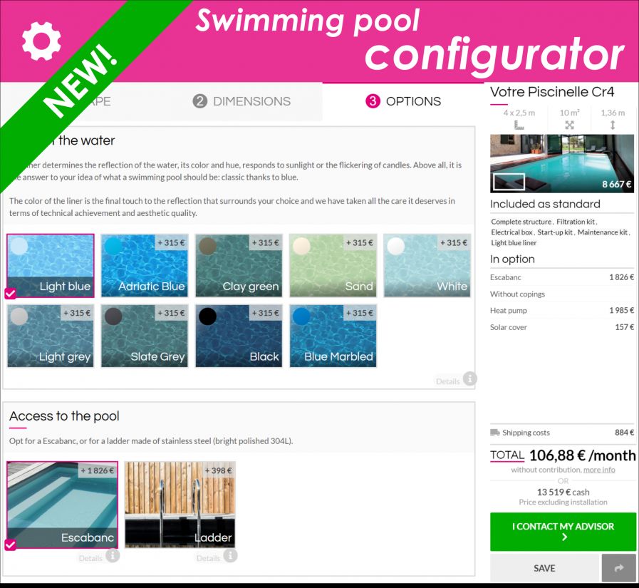 New Piscinelle online pool quotation configurator!